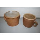 Two vintage French stone ware wine measures