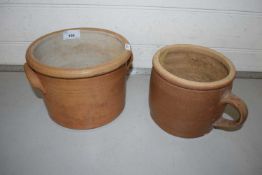 Two vintage French stone ware wine measures