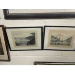 The Junction of The Dart with the Sea together with Kingswear, Devon, coloured engravings, framed