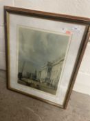 A pair of prints, one of St Dunstons, Fleet Street, and another of The Customs House, both framed