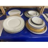 Quantity of assorted dinner plates and serving plates to include Wedgwood and others