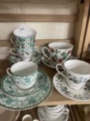 A Roy Kirkham Alpine Strawberry bone china cup and saucer together with other tea wares