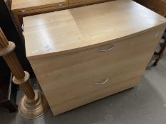 Two tier beech effect filing cabinet