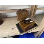 A Collins edition of The Holy Bible together with a wooden box and novelty carved wooden elephant