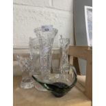 A quantity of mixed glass ware vases