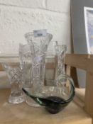 A quantity of mixed glass ware vases