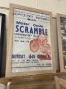 A framed poster of Lowestoft Invaders Motorcycle Scramble
