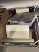 A box of assorted books to include Icons of the 20th Century by Barbara Cady
