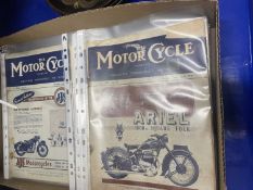 Box of motorcycle magazines circa mid 20th Century