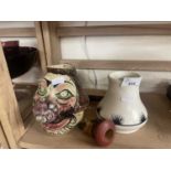 A novelty character jug together with other items