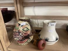 A novelty character jug together with other items