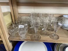 A quantity of glass ware to include eight custard cups and ten fortified wine glasses