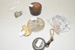 Mixed Lot: Various assorted costume jewellery, football medal, trinket box etc