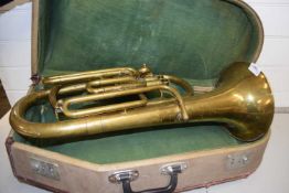 Brass Tuba marked First Class J Higham maker Manchester, lacking mouthpiece