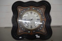 Late 19th Century French vineyard clock with inlaid case, the face signed Delaunay, Ruffe, 48cm