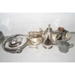 Mixed Lot: Various silver plated and other metal wares to include coffee pot, serving dishes,