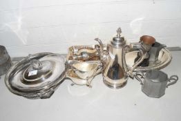 Mixed Lot: Various silver plated and other metal wares to include coffee pot, serving dishes,