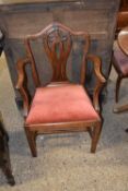 19th Century mahogany carver chair with pierced splat back
