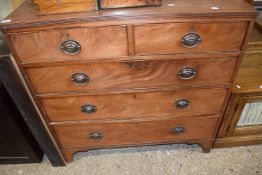 19th Century mahogany chest with two short over three long drawers, 103cm wide