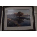 Reproduction photograph of a Broadland scene by N E Smith, framed and glazed