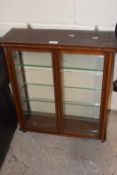 Small Edwardian wall mounted two door display cabinet, 56cm wide