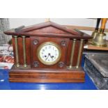 Early 20th Century mantel clock in architectural hardwood case