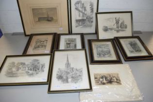 Collection of framed prints, various views of Norwich and Norfolk