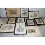 Collection of framed prints, various views of Norwich and Norfolk