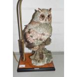 A Naples Capodimonte limited edition resin table lamp formed as a owl