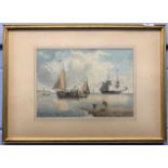 Continental School, 19th century, French shipping scene, watercolour, frame mounted, framed and