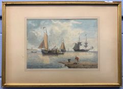 Continental School, 19th century, French shipping scene, watercolour, frame mounted, framed and