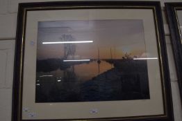 Reproduction photograph of The Broads by N E Smith, framed and glazed