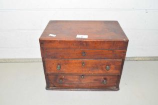 Small hardwood table top cabinet containing various assorted costume jewellery