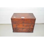 Small hardwood table top cabinet containing various assorted costume jewellery