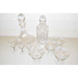 Two 20th Century clear glass decanters