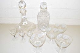 Two 20th Century clear glass decanters