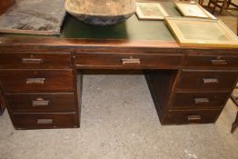Vintage 20th Century military style twin pedestal office desk, 152cm wide