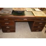 Vintage 20th Century military style twin pedestal office desk, 152cm wide