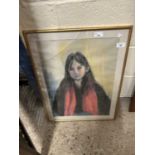 Modern pastel portrait of a woman, framed and glazed