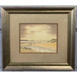 British contemporary, coastal scene with staffage, watercolour, initialled CRF to lower right,