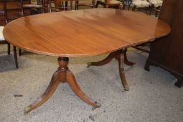 Georgian style mahogany twin pedestal dining table, 80cm wide
