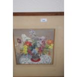 Gwendoline White, still life study of a vase of flowers, framed and glazed