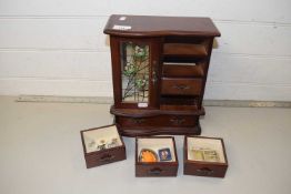 Small multi drawer jewellery cabinet and contents