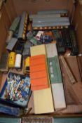 Box of various model railway rolling stock, buildings and other items