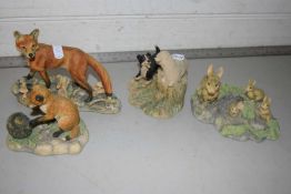 Mixed Lot: Small Border Fine Arts models comprising rabbits, foxes and lamb and puppy (4)
