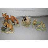 Mixed Lot: Small Border Fine Arts models comprising rabbits, foxes and lamb and puppy (4)