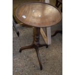 Georgian tilt top wine table with circular tray top over a turned column with tripod base
