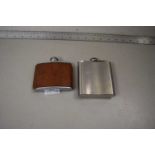 Two hip flasks