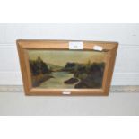 Early 20th Century school oil on board study of a river landscape