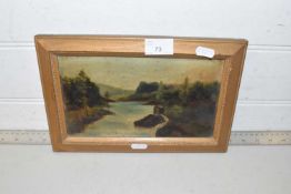 Early 20th Century school oil on board study of a river landscape